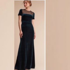 BHLDN Velvet Evening Gown in Deep Blue